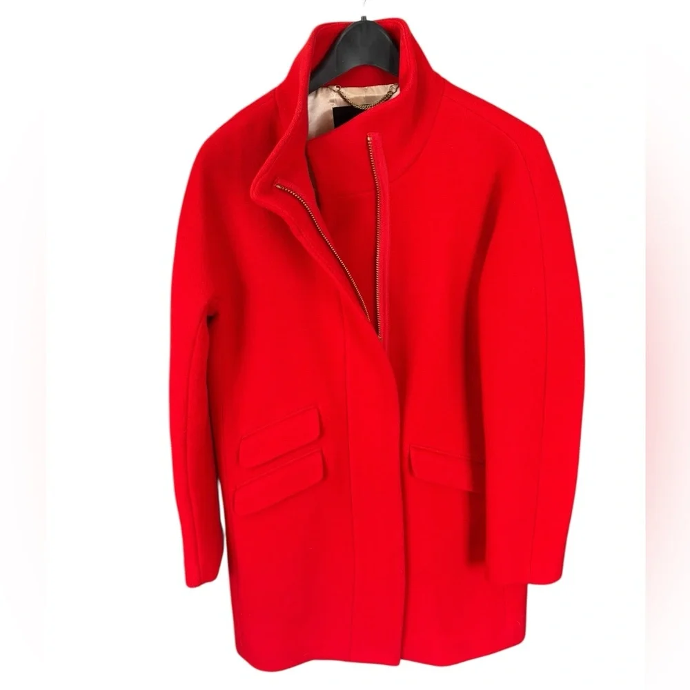 J. Crew Vibrant Red Cocoon Coat - Picture 2 of 6